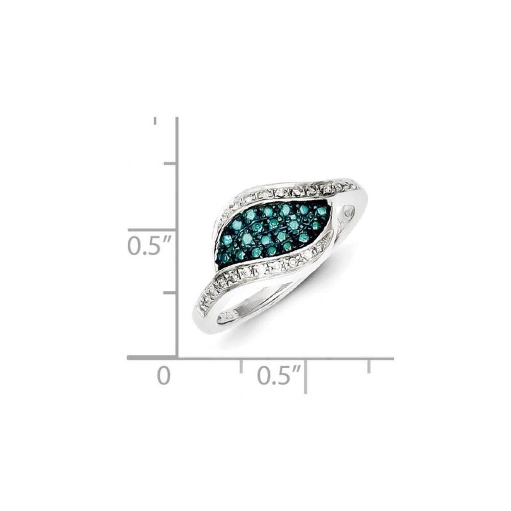 Blue & White Diamond Marquise Cluster Ring in Sterling Silver Size 8 - Picture 5 of 6